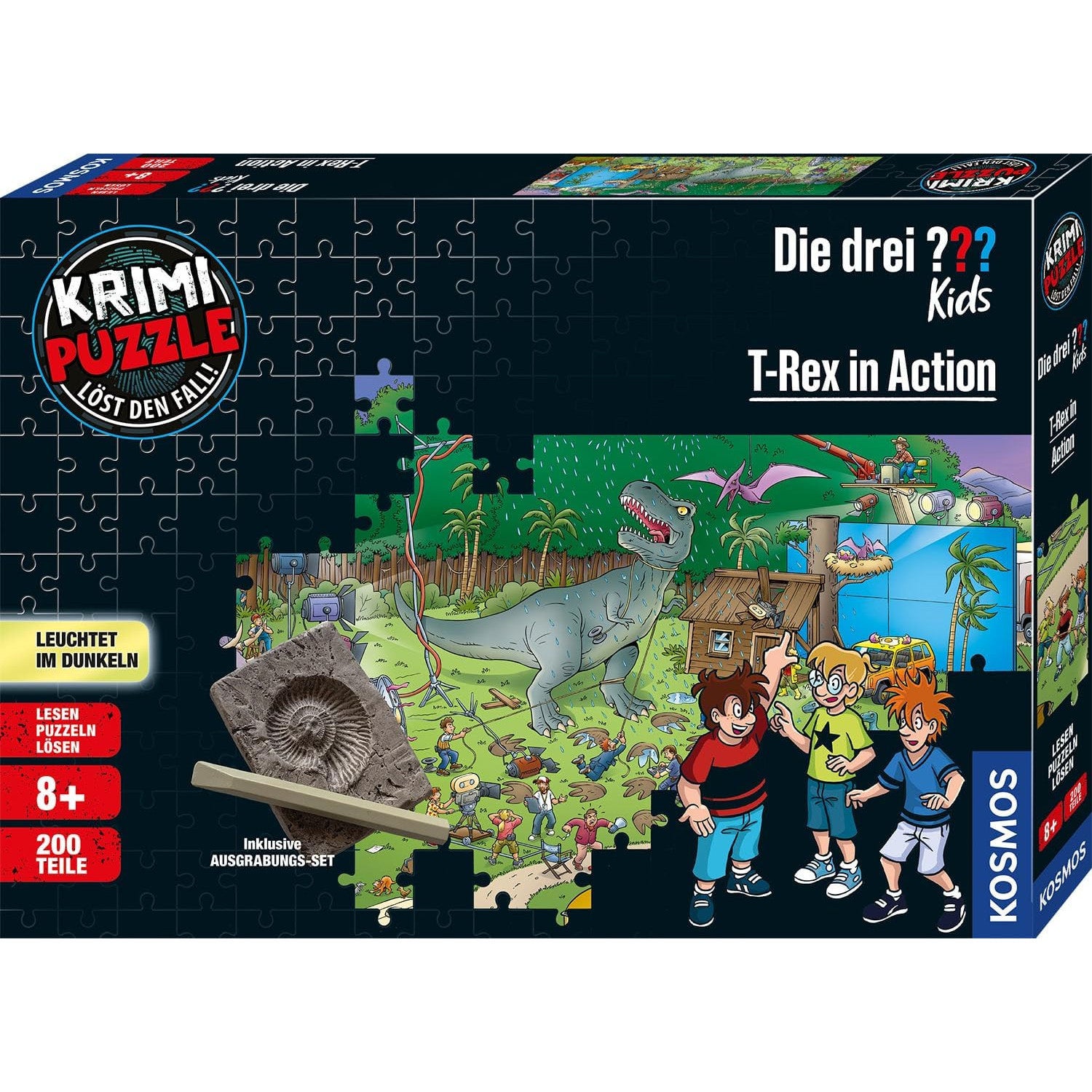 KOSMOS 697983 Dino Crime Puzzle 200-Piece Glow-in-the-Dark Mystery